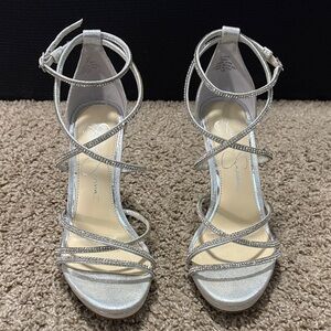 Jessica Simpson Shimmering Silver Strappy Heels